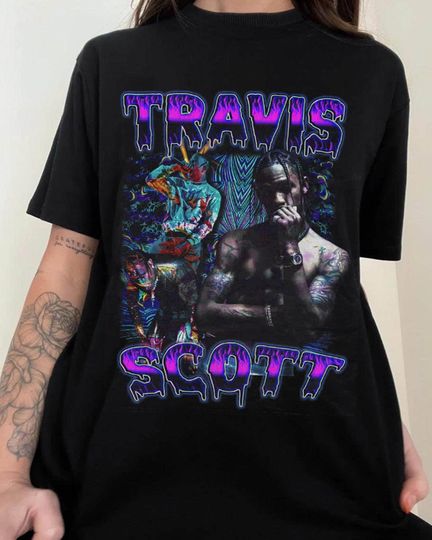 Discover Vintage Travis T-Shirt, Retro Rap Streetwear