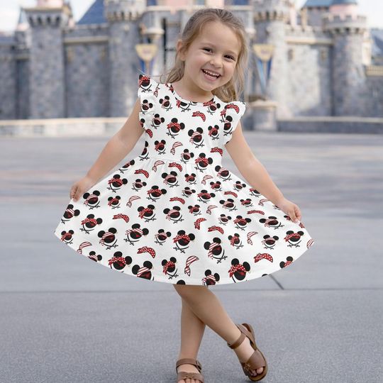 Discover Mickey Minnie Mouse Ruffle Dress for Girls, Pirate Minnie Dress, Disney Trip Outfit, Cute Toddler Twirl Dress, Birthday Girl Dress