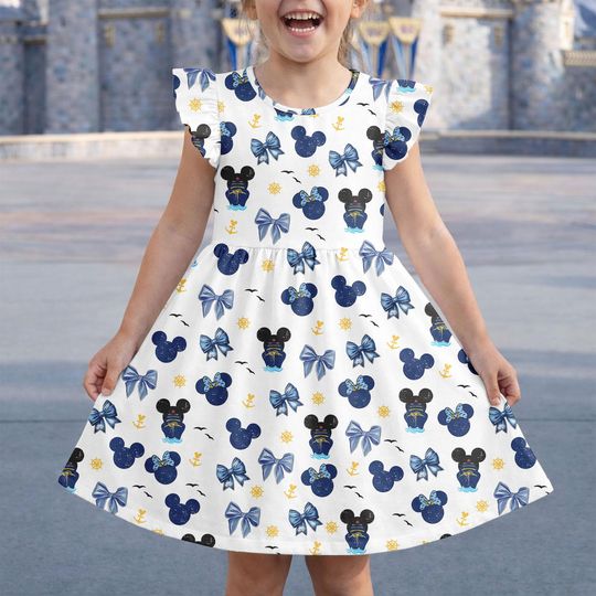 Mickey Cruise Ruffle Dress for Girls, Disney Cruise 2026 Girls Dress, Disney Lovers Dress, Disney Cruise Outfit Dress, Disney Trip Dres