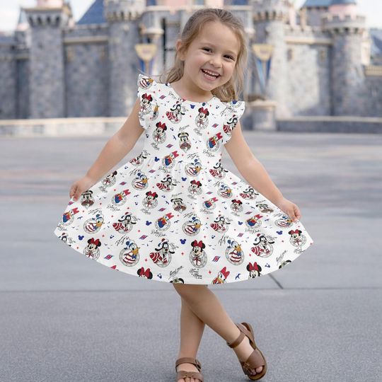 Discover Disney Cruise 2026 Ruffle Dress, Disney Cruise Girls Dress, Disney Travel Dress, Disney Cruise Line Girl Dress, Nautical Dress Gift