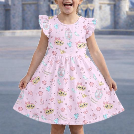 Mickey Coquette Bow Dress, Magical Castle Flutter Sleeve Dress, Disney Vacation 2026 Ruffle Dress, Mouse Dress, Cute Dress Gift For Her