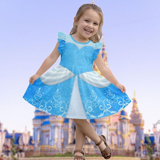 Discover Princess Cinde Ruffle Dress, Disney Blue Princess Flutter Sleeve Dress, Disneybound 2026 Dress, Baby Princess Costumes