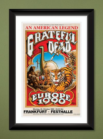 Grateful Dead (1990) Without a Net Tour  Frankfurt, Germany Concert Poster
