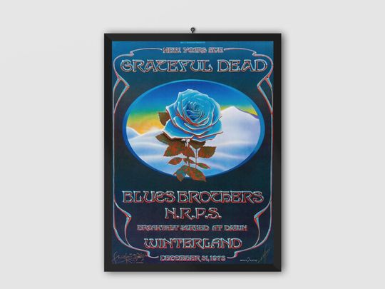 Grateful Dead 1978 Blue Rose Winterland Vintage Concert Poster, Music Poster, Vintage Poster. Concert Poster.