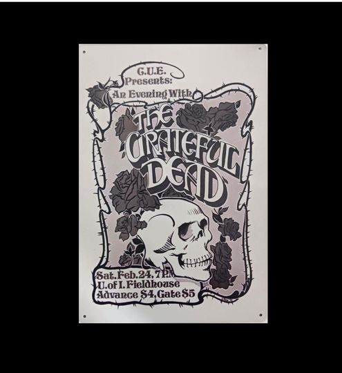 An Evening with Grateful Dead Tin Sign U of I Fieldhouse Rock music Poster