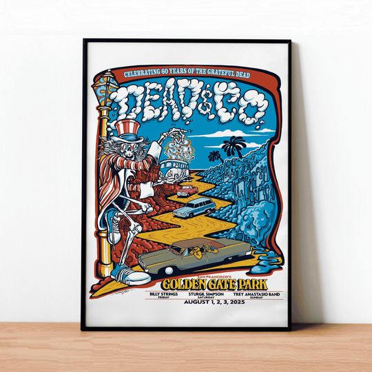 Dead and Company Golden Gate Park Poster, Dead and Co San Francisco California August 1 2 3 Posters, Grateful Dead 60th Anniversary Poster