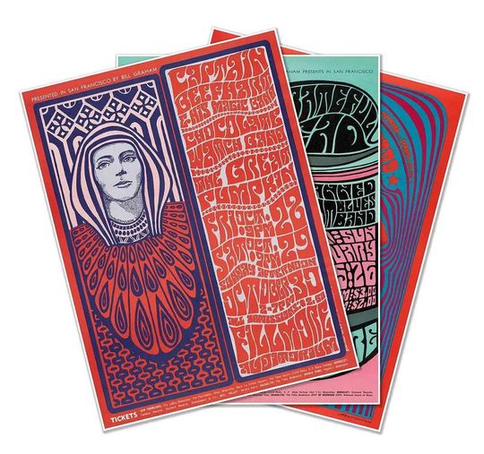 Set of Three Concert Music Vintage Posters Grateful Dead Steve Miller Canned Heat Captain Beefheart Retro Wall Decor