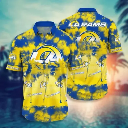 Discover Los Angeles Rams Tie-Dye Palm football Hawaiian Shirt