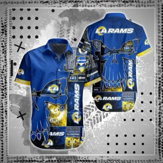 Discover Los Angeles Rams Skull Champion football Hawaiian Shirt