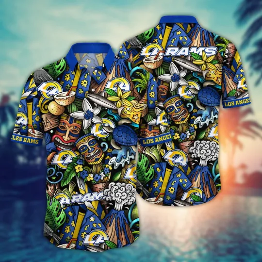 Discover Los Angeles Rams Tiki Island Adventure football Hawaiian Shirt