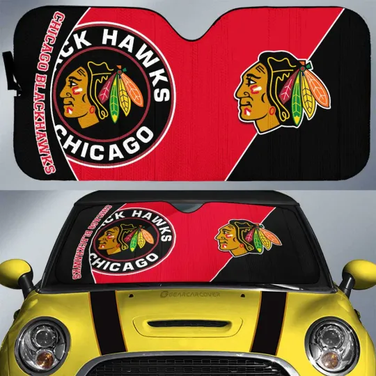 Discover Chicago Blackhawks Car Sun Shade, Car Accessories