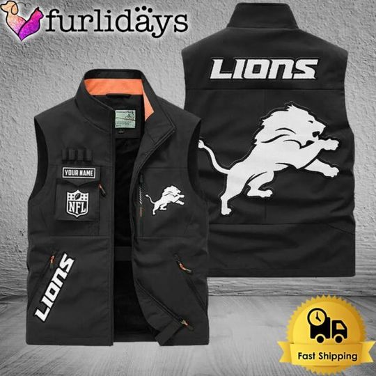 Personalized Detroit Lions Team Multi Pocket Vest