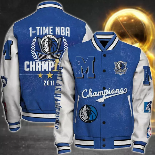 Nba Dallas Mavericks 1X Champions Print Varsity Jacket, Baseball Jacket