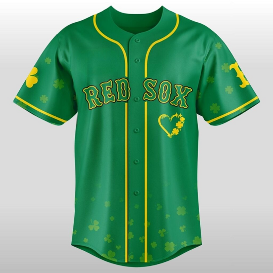 Personalized 2026 Boston Red Sox St Patrick’s Day Lucky Baseball Jersey