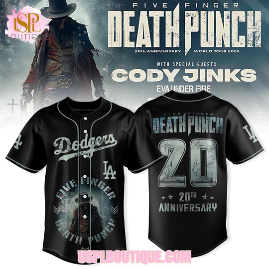 Los Angeles Dodgers x Five Finger Death Punch 20th Anniversary Black Jersey