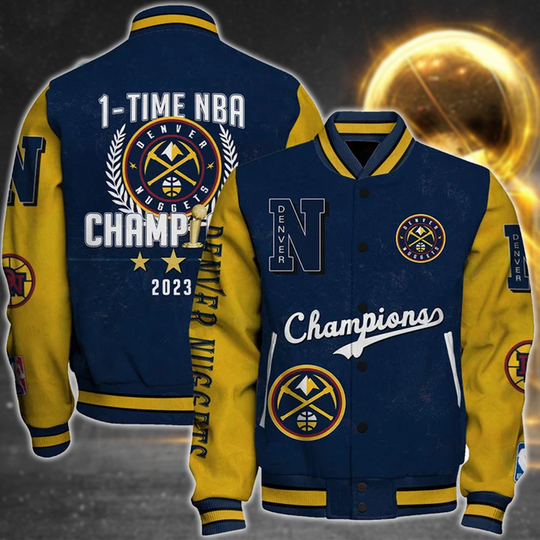 Discover Nba Denver Nuggets 1X Champions Print Varsity Jacket, Baseball Jacket