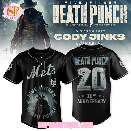 New York Mets x Five Finger Death Punch 20th Anniversary Black Jersey