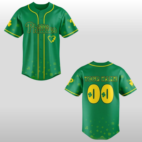 Personalized 2026 Philadelphia Phillies St Patrick’s Day Lucky Day Baseball Jersey