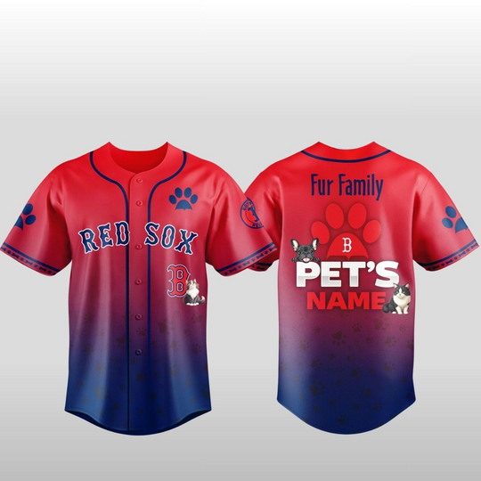 Personalized 2026 Red Sox x Fur Family Pet Game Night Baseball Jersey