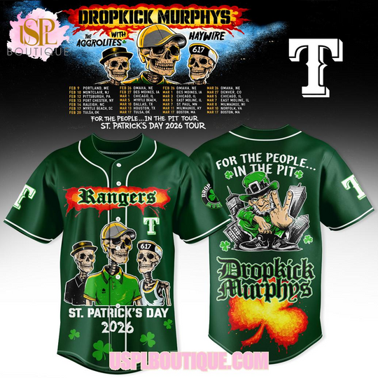 Texas Rangers x Dropkick Murphys St.Patrick’s Day 2026 Green Jersey