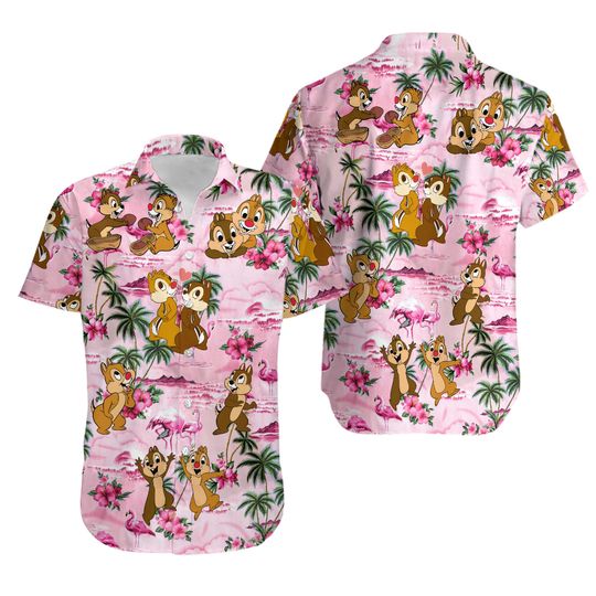 Chip And Dale 3D Hawaiian Button Down Shirt Unisex Adults
