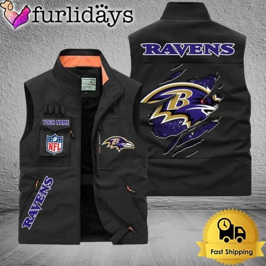 Discover Personalized Baltimore Ravens Team Multi Pocket Vest