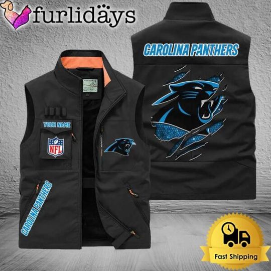 Personalized Carolina Panthers Team Multi Pocket Vest