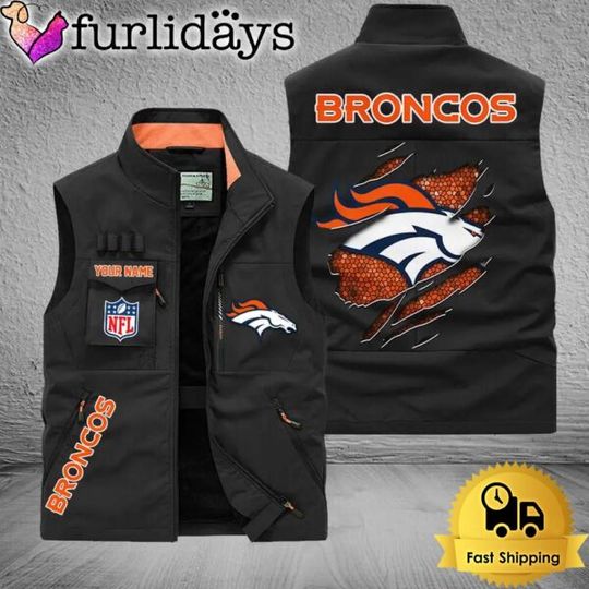 Personalized Denver Broncos Team Multi Pocket Vest