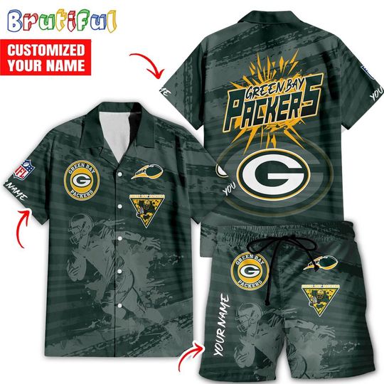 Green Bay Packers Hawaiian Shirt And Shorts, Football Summer Beach Hawaiian Sets
