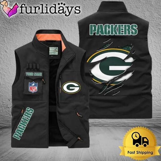 Discover Personalized Green Bay Packers Team Multi Pocket Vest