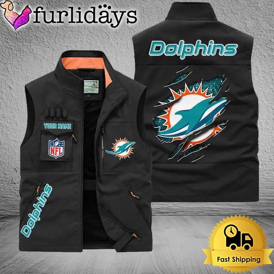 Personalized Miami Dolphins Team Multi Pocket Vest
