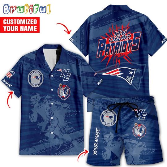 New England Patriots Hawaiian Shirt And Shorts, Football Summer Beach Hawaiian Sets