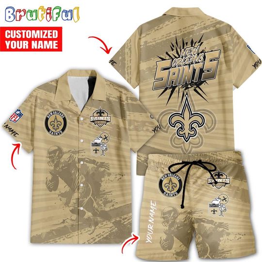New Orleans Saints Hawaiian Shirt And Shorts, Football Summer Beach Hawaiian Sets
