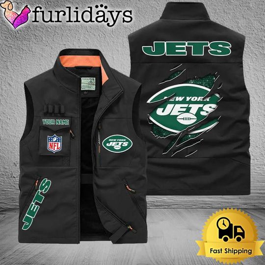 Personalized New York Jets Team Multi Pocket Vest