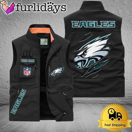 Discover Personalized Philadelphia Eagles Team Multi Pocket Vest