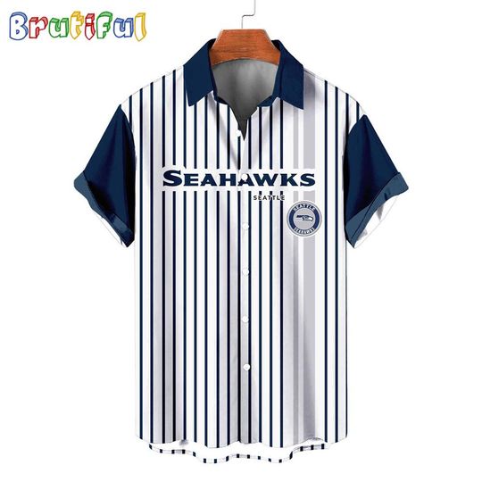 Seattle Seahawks Retro Mascot Line Summer Beach Hawaiian Shirt