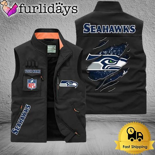 Personalized Seattle Seahawks Team Multi Pocket Vest
