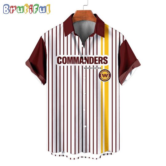 Washington Commanders Retro Mascot Line Summer Beach Hawaiian Shirt