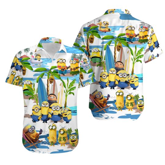 Summer Beach Minion Hawaiian Shirt Short Sleeves Unisex