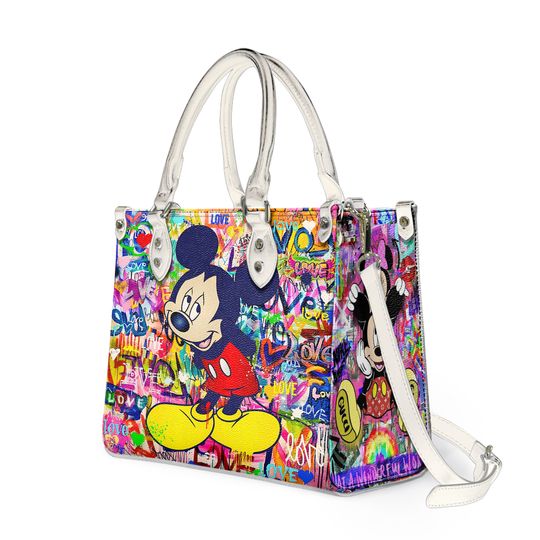 Vintage Mickey Leather HandBag, Mickey Handbag, Love Disney Handbag