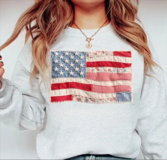 Patchwork American Flag Sweatshirt