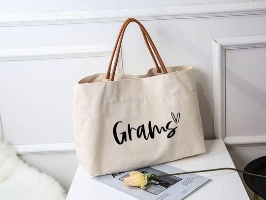 Explore Canvas Tote Bag with Leather Handles