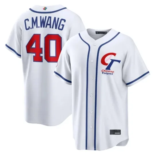 Discover Men's Chinese Taipei Chien-Ming Wang Baseball White 2026 World Baseball Jersey