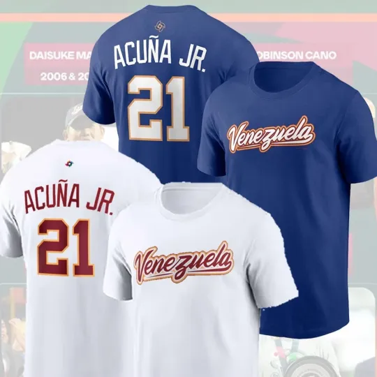 Discover Ronald Acuña Jr. #21 Venezuela Team 2026 World Baseball Classic T Shirt