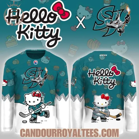 Discover Personalized San Jose Barracuda Hello Kit.ty Night Game Hockey Shirt Fan Gear