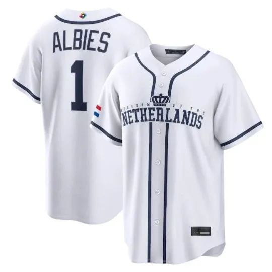 Discover Netherlands Baseball Ozzie Albies White 2026 World Baseball Classic Jersey