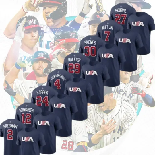 Discover HOT! USA Team 2026 World Baseball Classic Name & Number Unisex T-shirt S-5XL