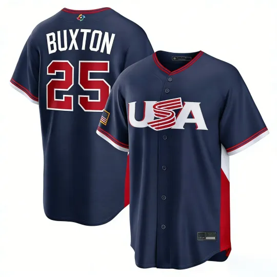 Discover NWT Men's USA Byron Buxton Navy 2026 World Baseball Classic Stitched Jersey