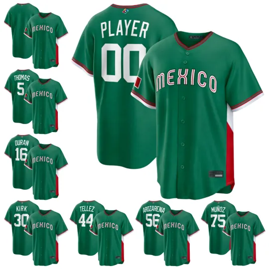 Discover NWT Men's Mexico Baseball Green 2026 World Baseball Classic Road Stadium Jersey
