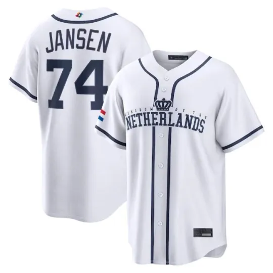 Discover Netherlands Baseball Kenley Jansen White 2026 World Baseball Classic Jersey